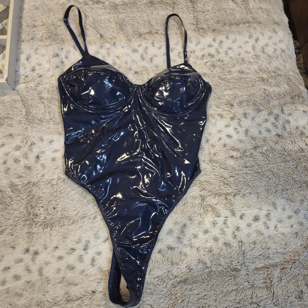 Adidas Ivy Park Shiny Blue Bodysuit Size M